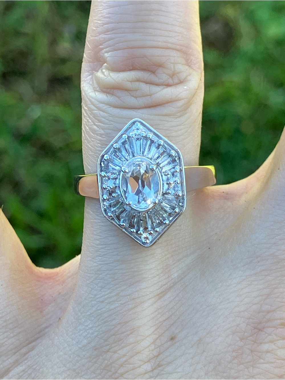 Natural White Topaz Sterling Silver Ring Size 7